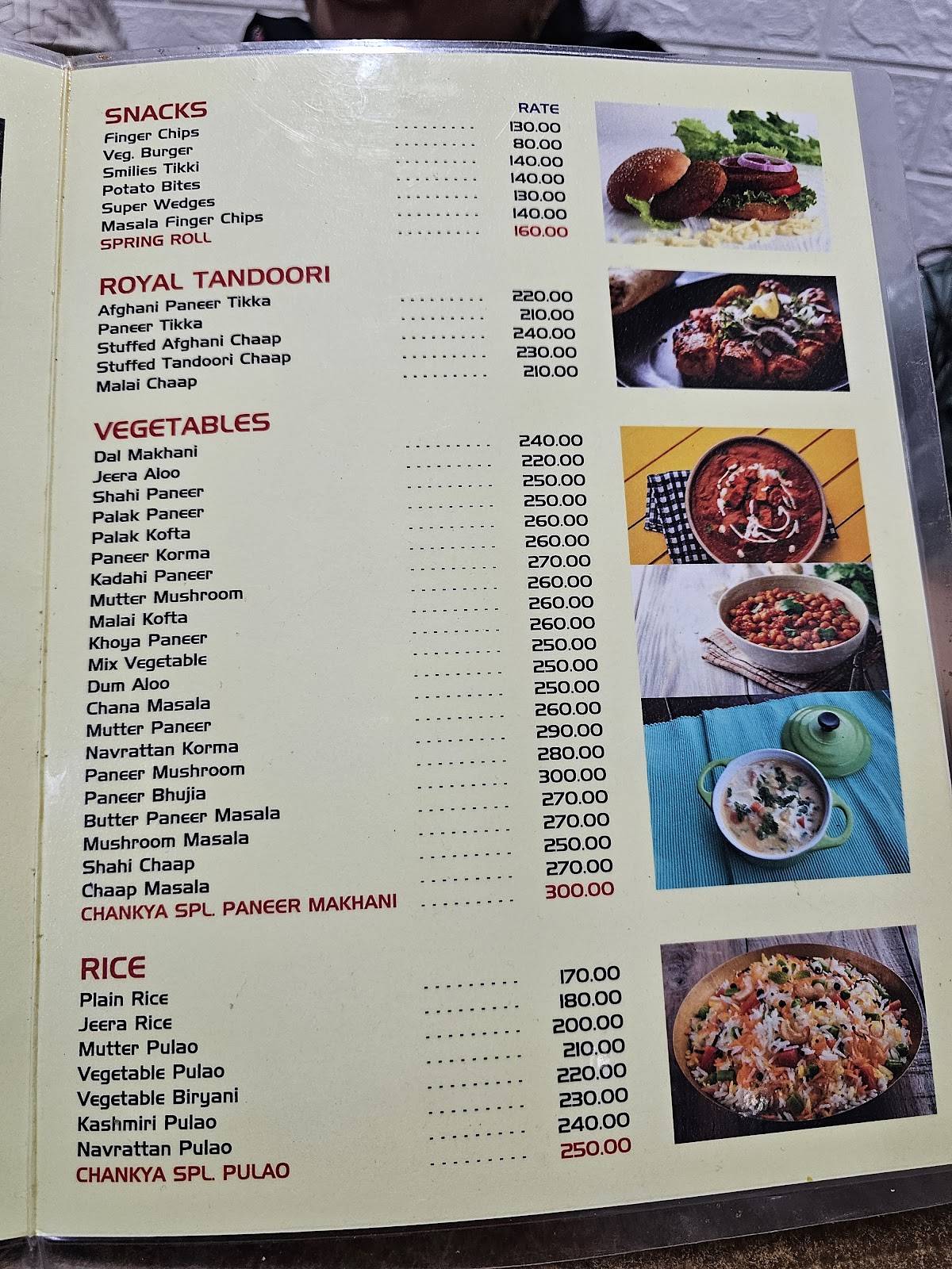 Chankya Restaurant menu