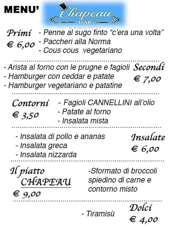 Menu di Chapeau Bar 