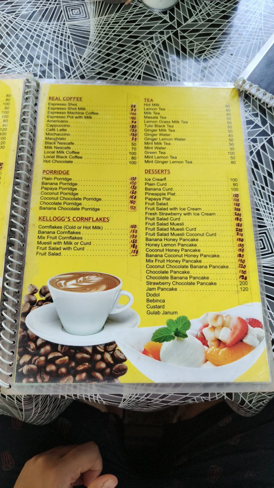 Sunrise Restaurant menu