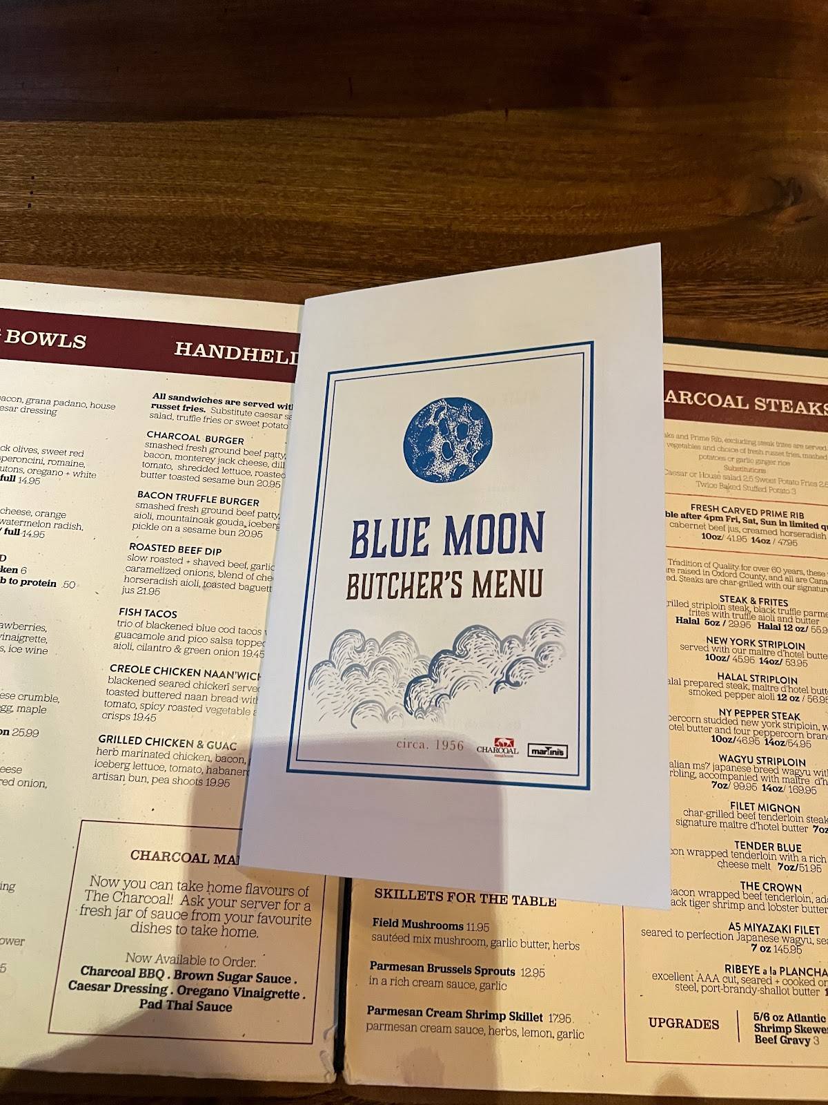 Menu at Charcoal Steak House steakhouse, Kitchener