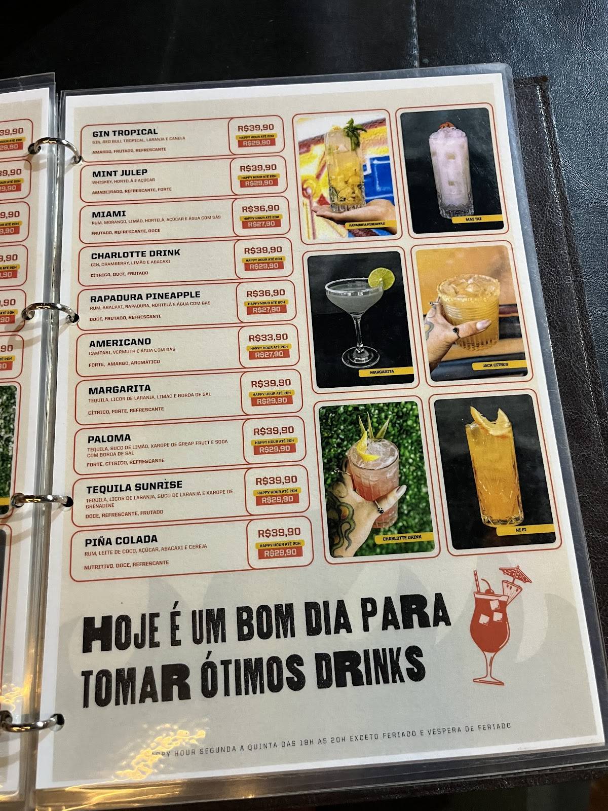 Charlotte Espeto e Burger cardápio