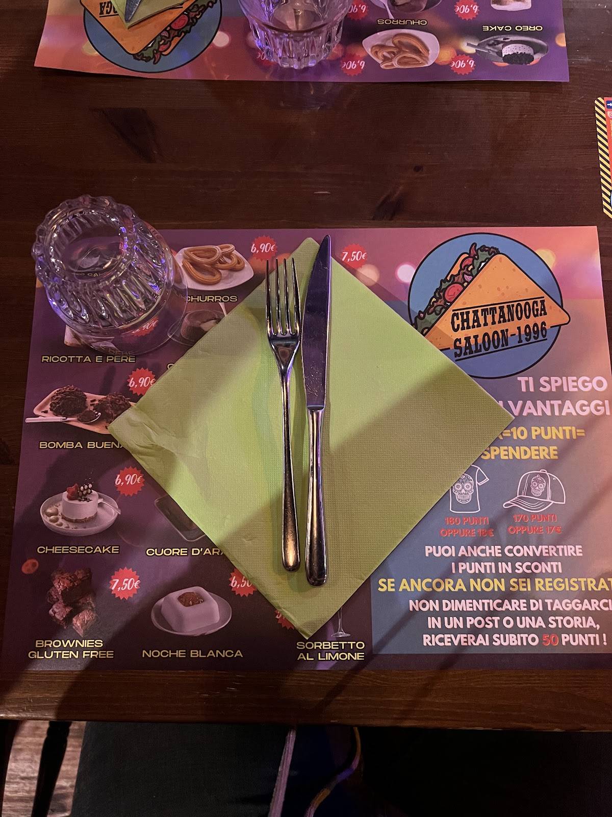 Menu di Chattanooga Saloon - Appia 