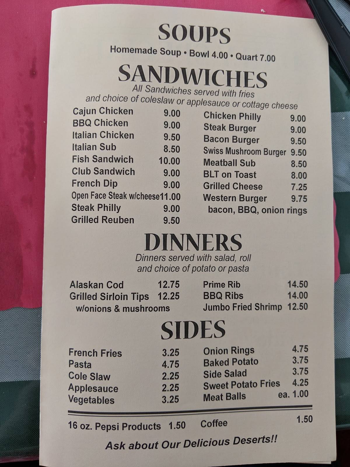 Menu at Chef Ray's Cafe, East Liverpool