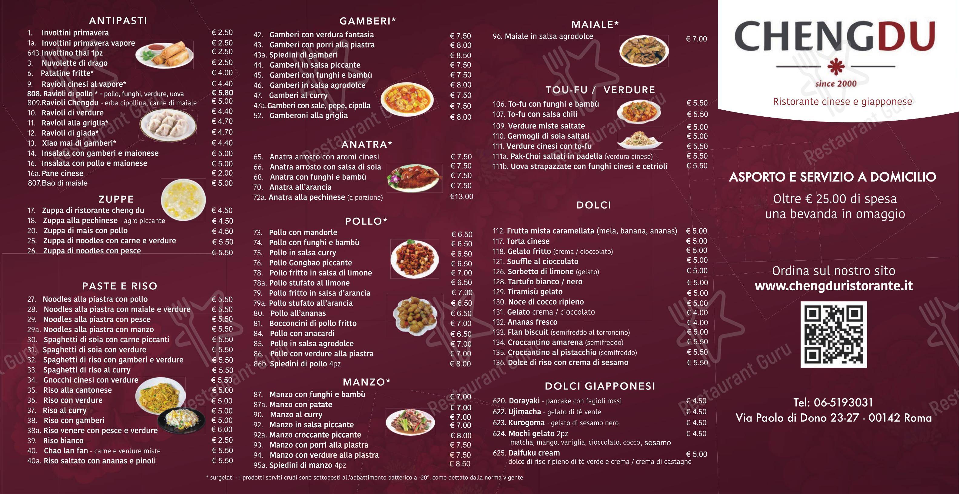 Menu per Cheng Du Ristorante Cinese ristorante