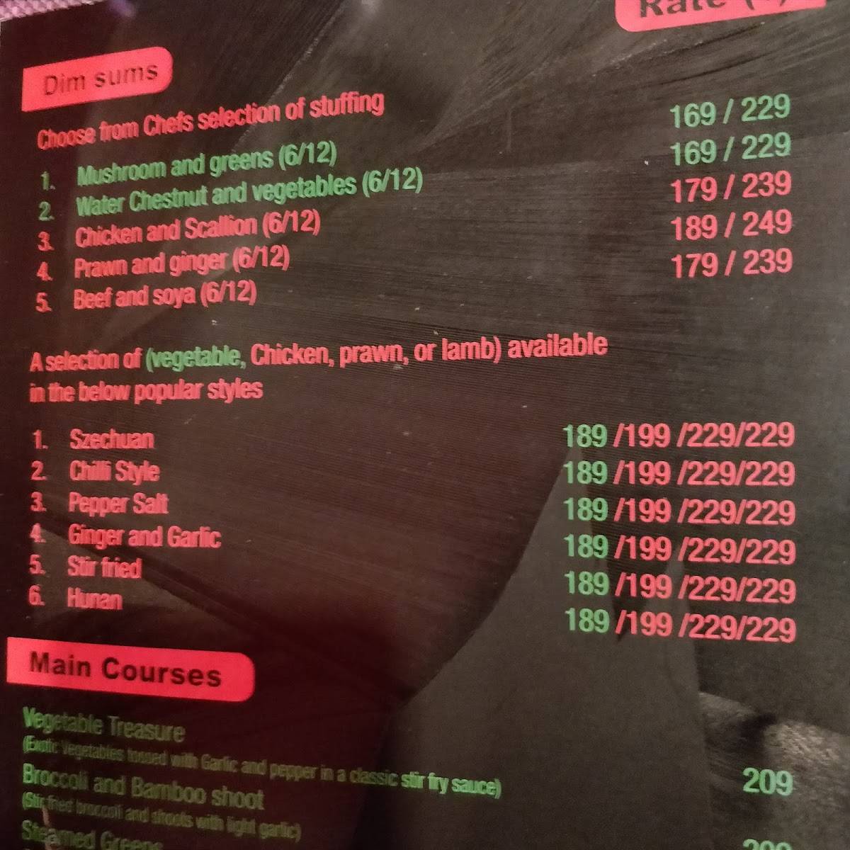 Tago Restaurant menu