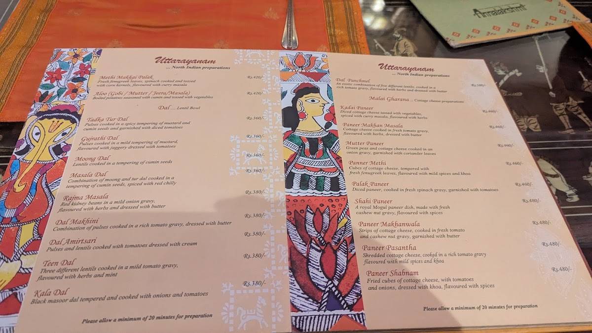 Annalakshmi Restaurant menu