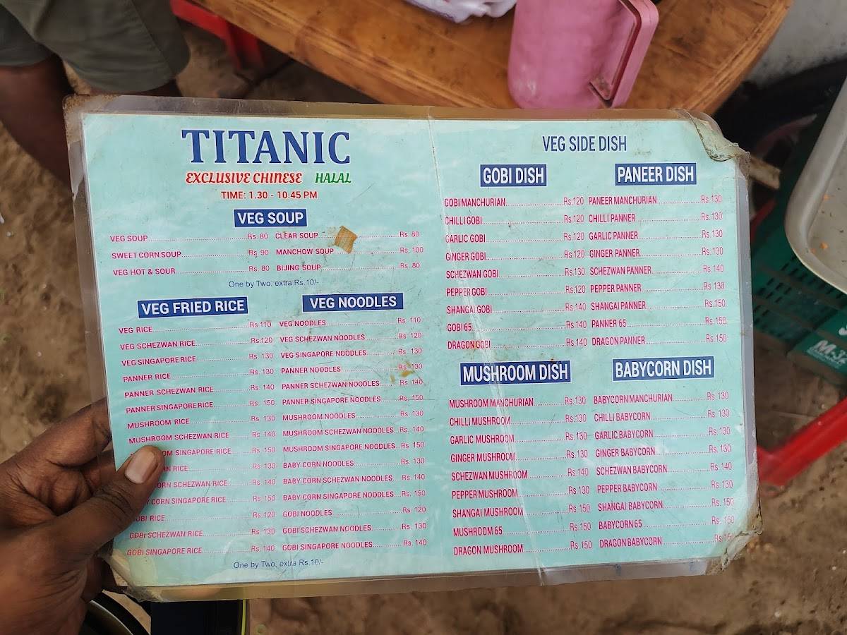 Titanic Fast Food menu