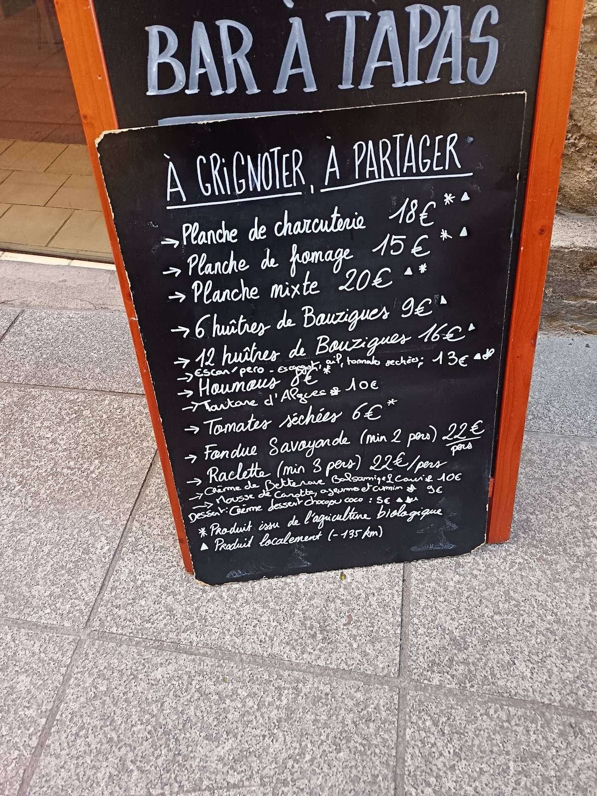 Menu de Chez Armand/Cave à vin et Bar à vin
