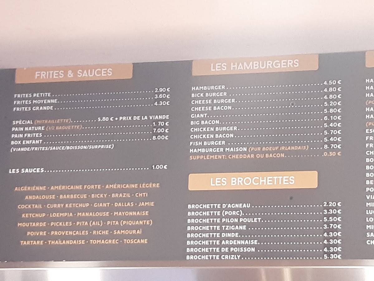Menu de Chez Isaac