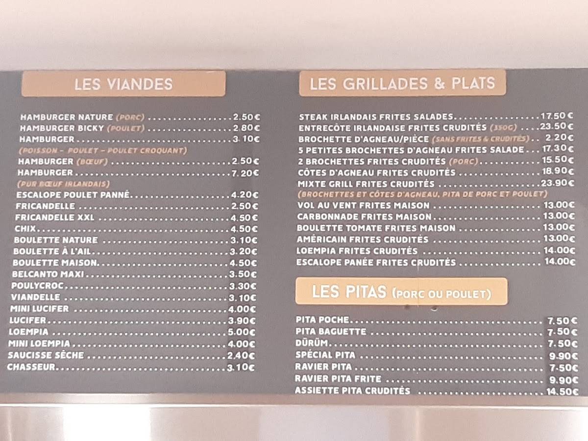 Menu de Chez Isaac