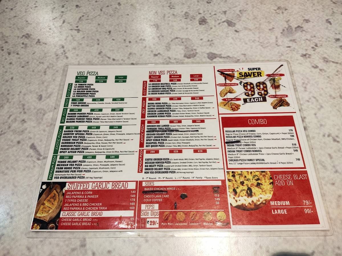 Chicago Pizza menu