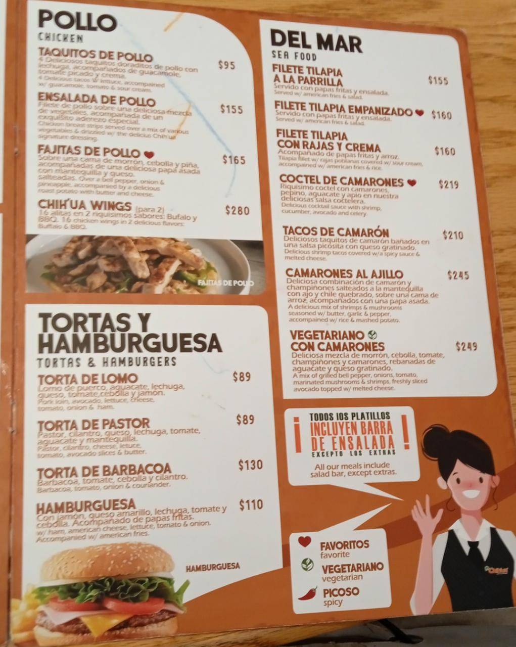 Carta del restaurante Chih'ua tacos y cortes Periférico del la juventud
