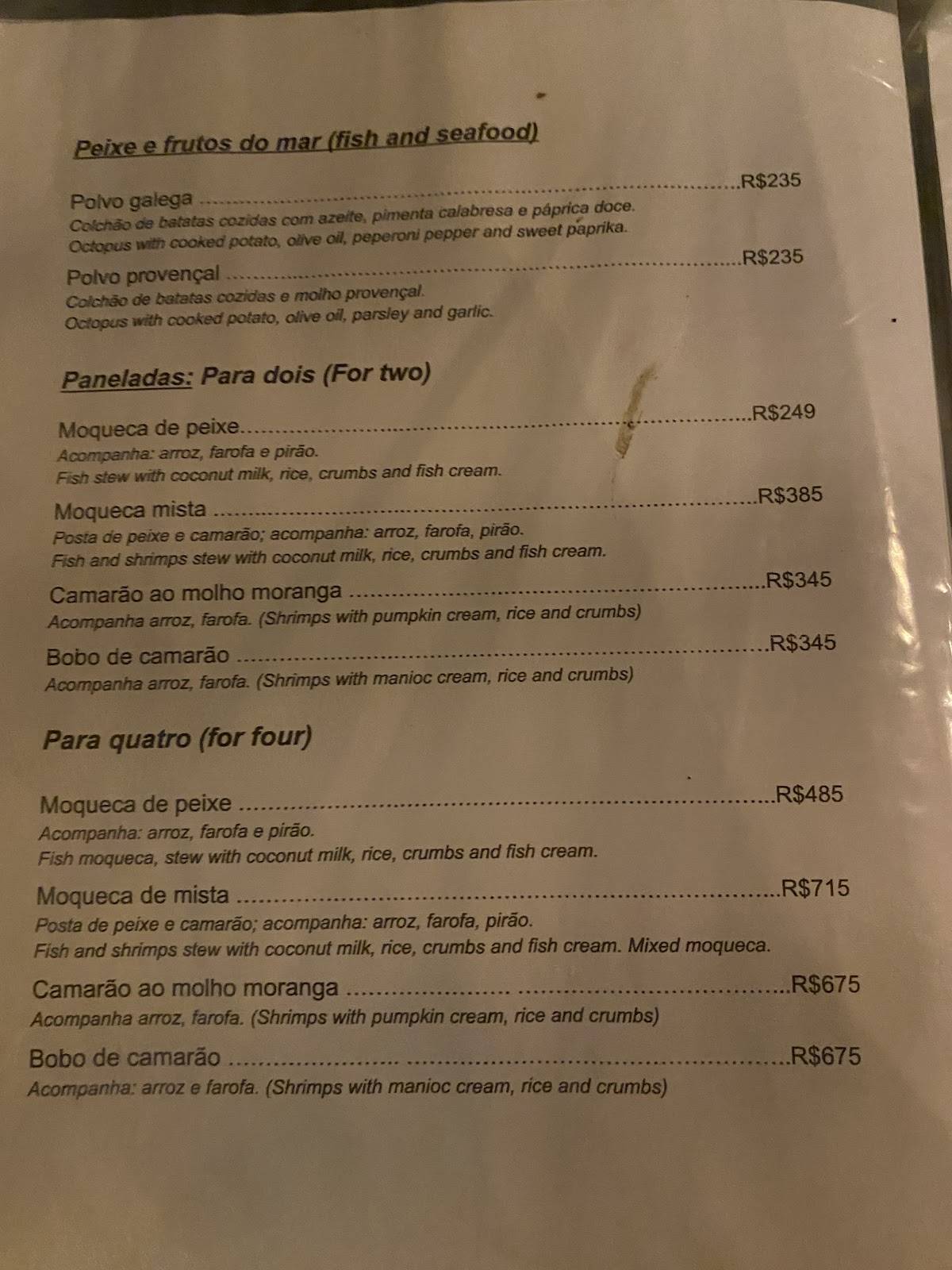 Chimichurri cardápio
