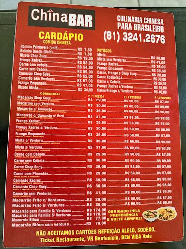 China Bar cardápio