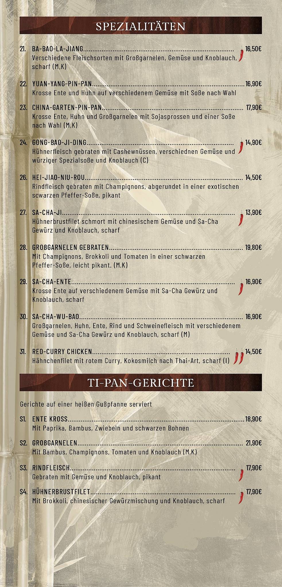 Speisekarte von China Garten restaurant, Brandenburg an der Havel