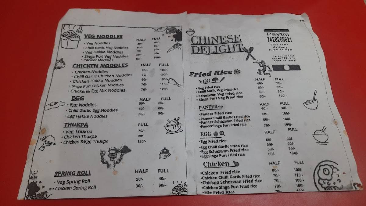 Chinese Delight menu