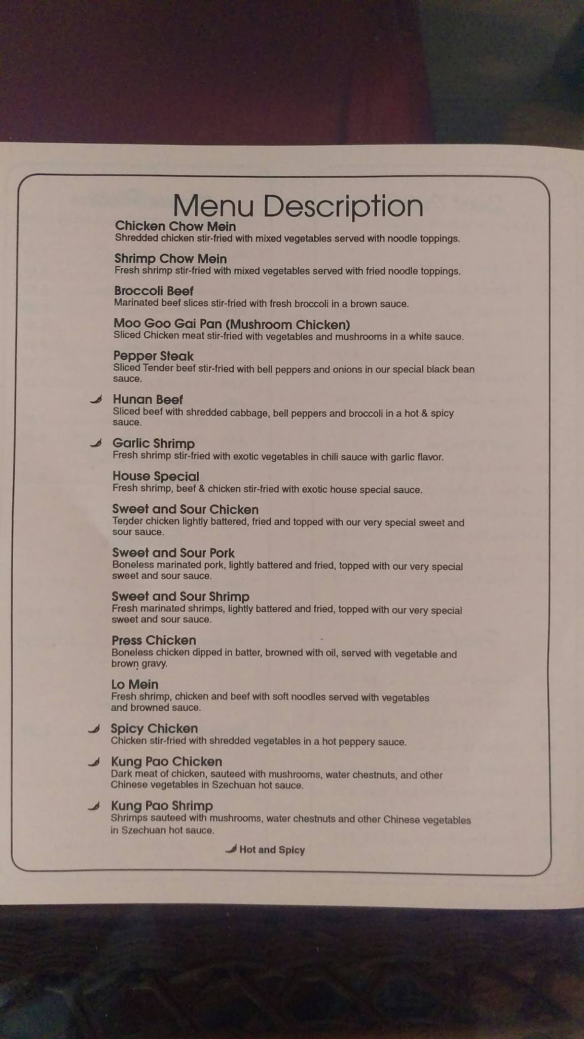 Menu at Chinese Wok restaurant, Angleton