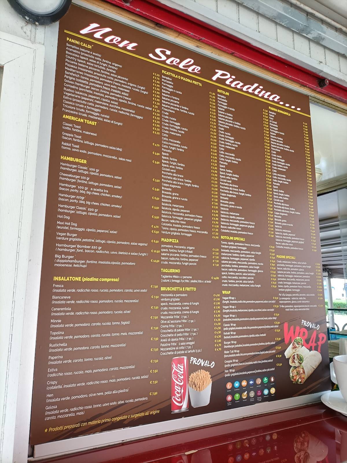 Menu di Chiosco La Nuova Greppia Piadineria 