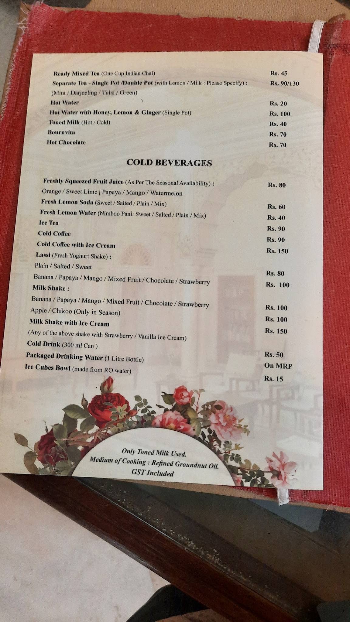 Chitra Cafe menu