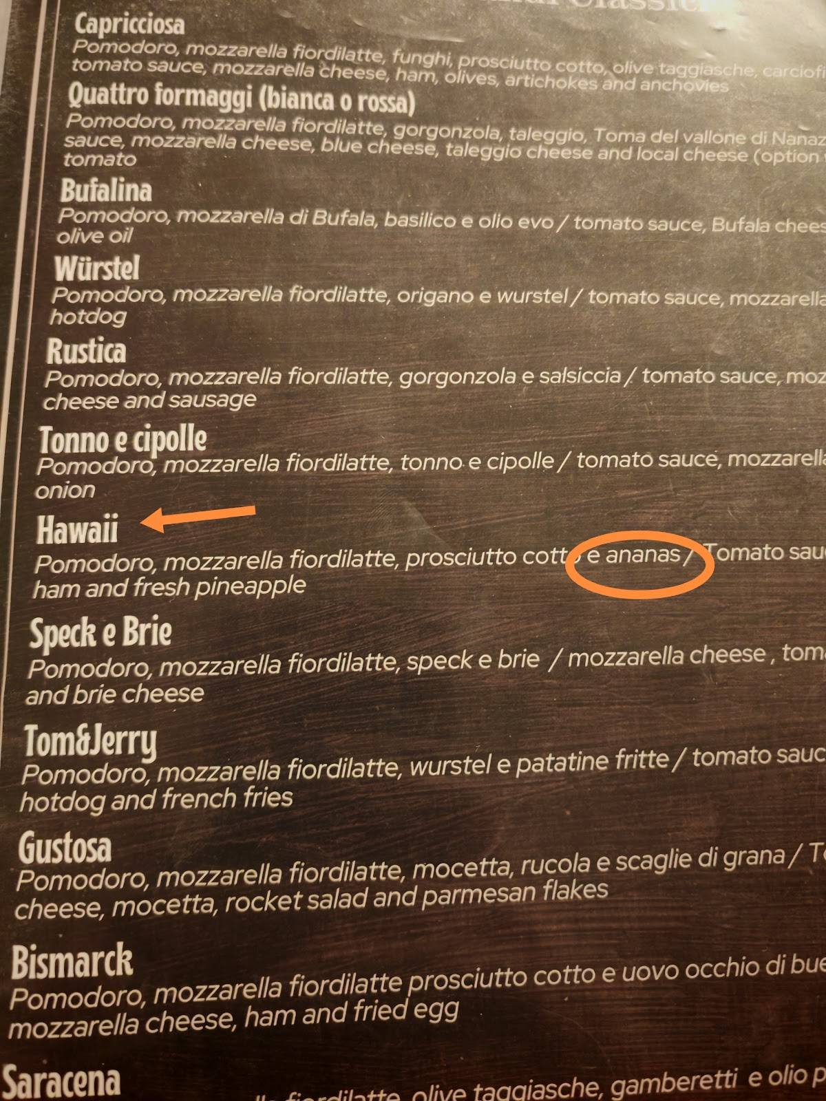 Menu di Ristorante Pizzeria Churen 