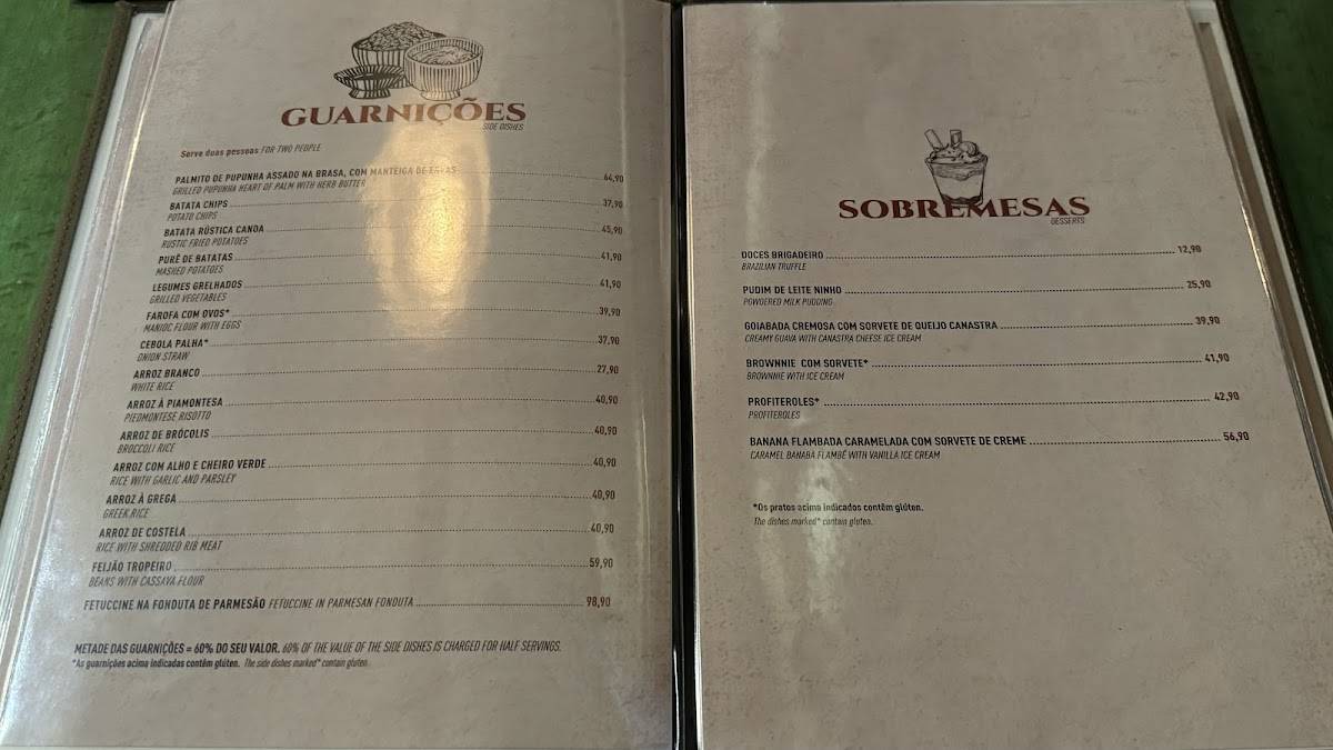 Churrasqueira RJ cardápio