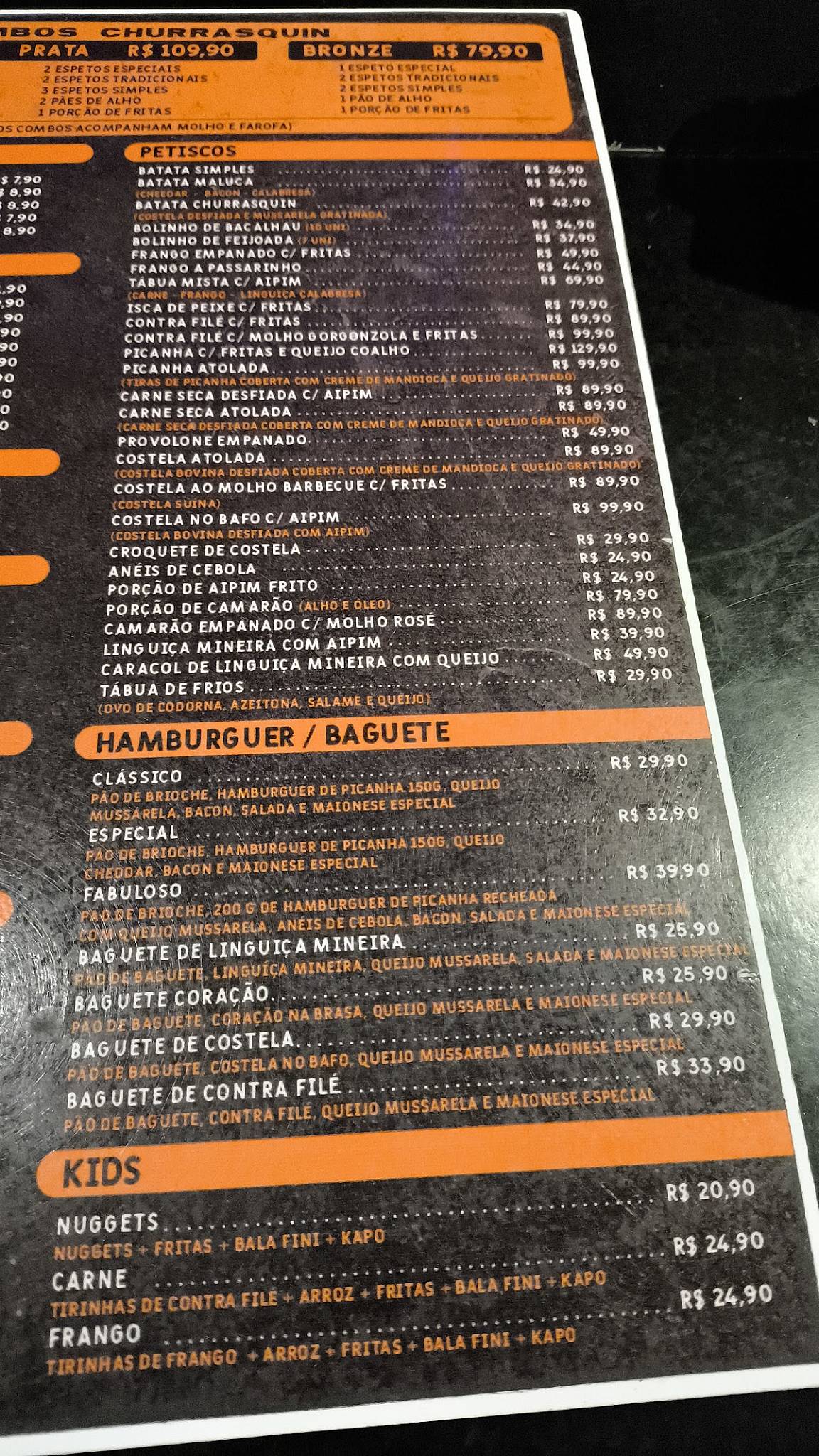 Churrasquin cardápio