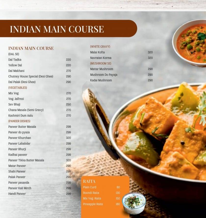 Chutney House menu