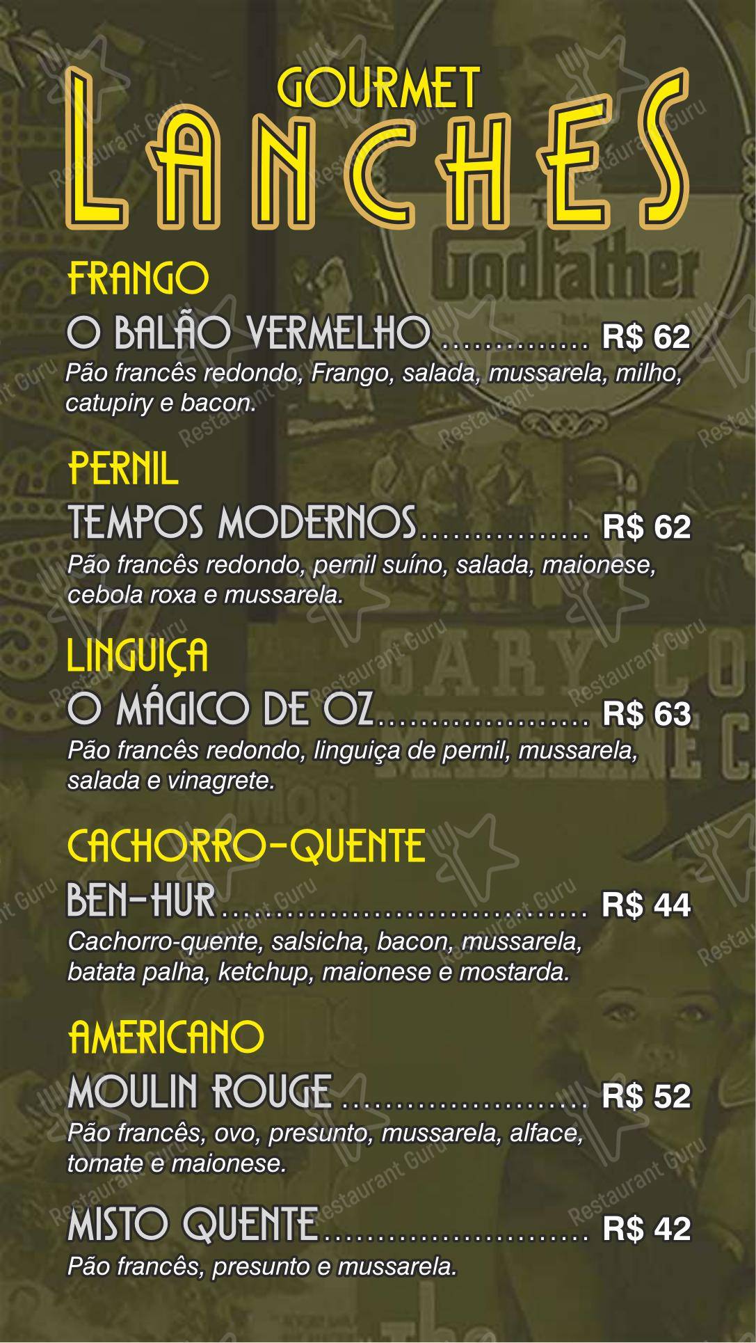 Cine Café Del - Menu