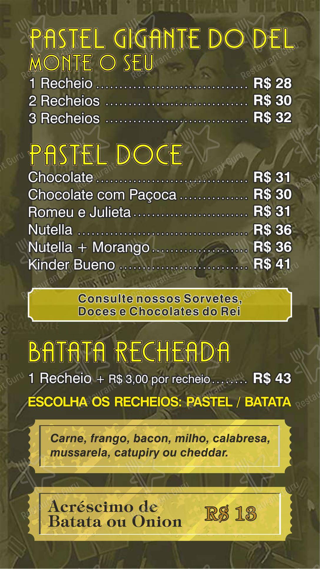 Menu para Cine Café Del restaurante