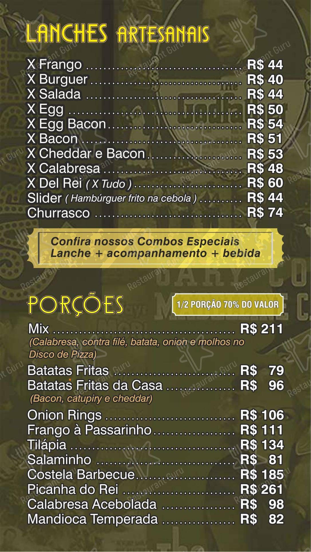 Menu para Cine Café Del em Águas de Lindóia