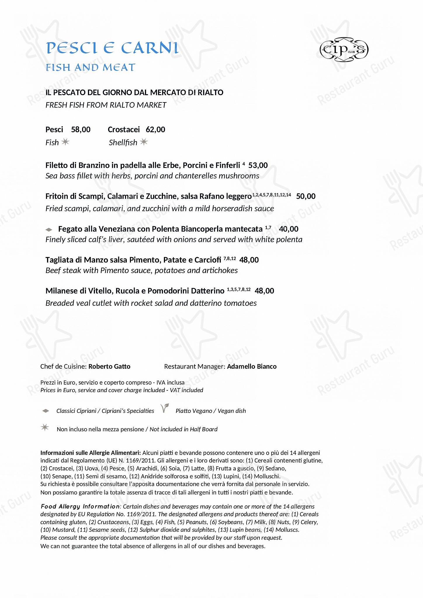 Carta de Cip's Club, Venecia