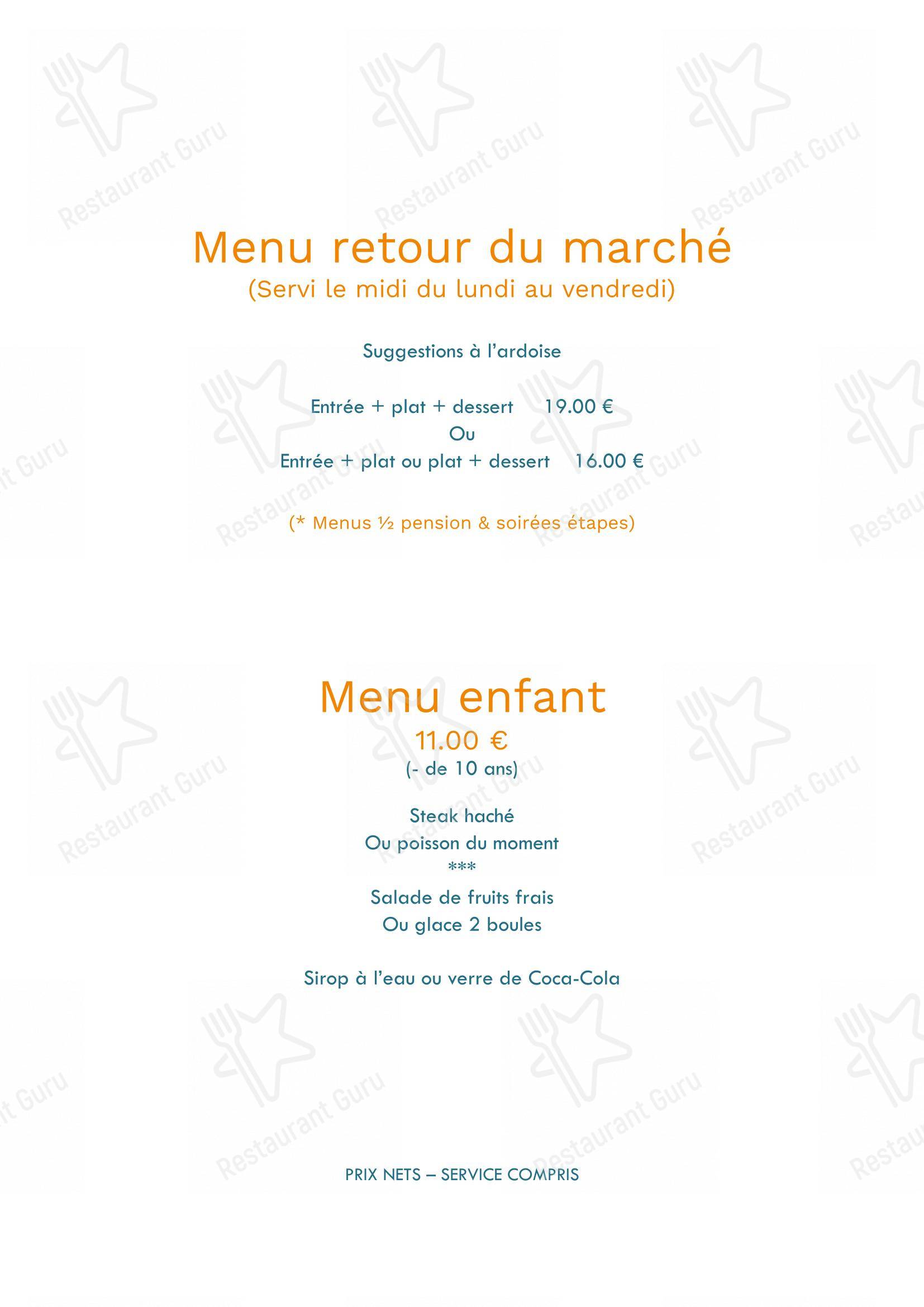 Menu pour Logis hotel Noemys Gradignan - restaurant Le Chalet Lyrique dans Gradignan