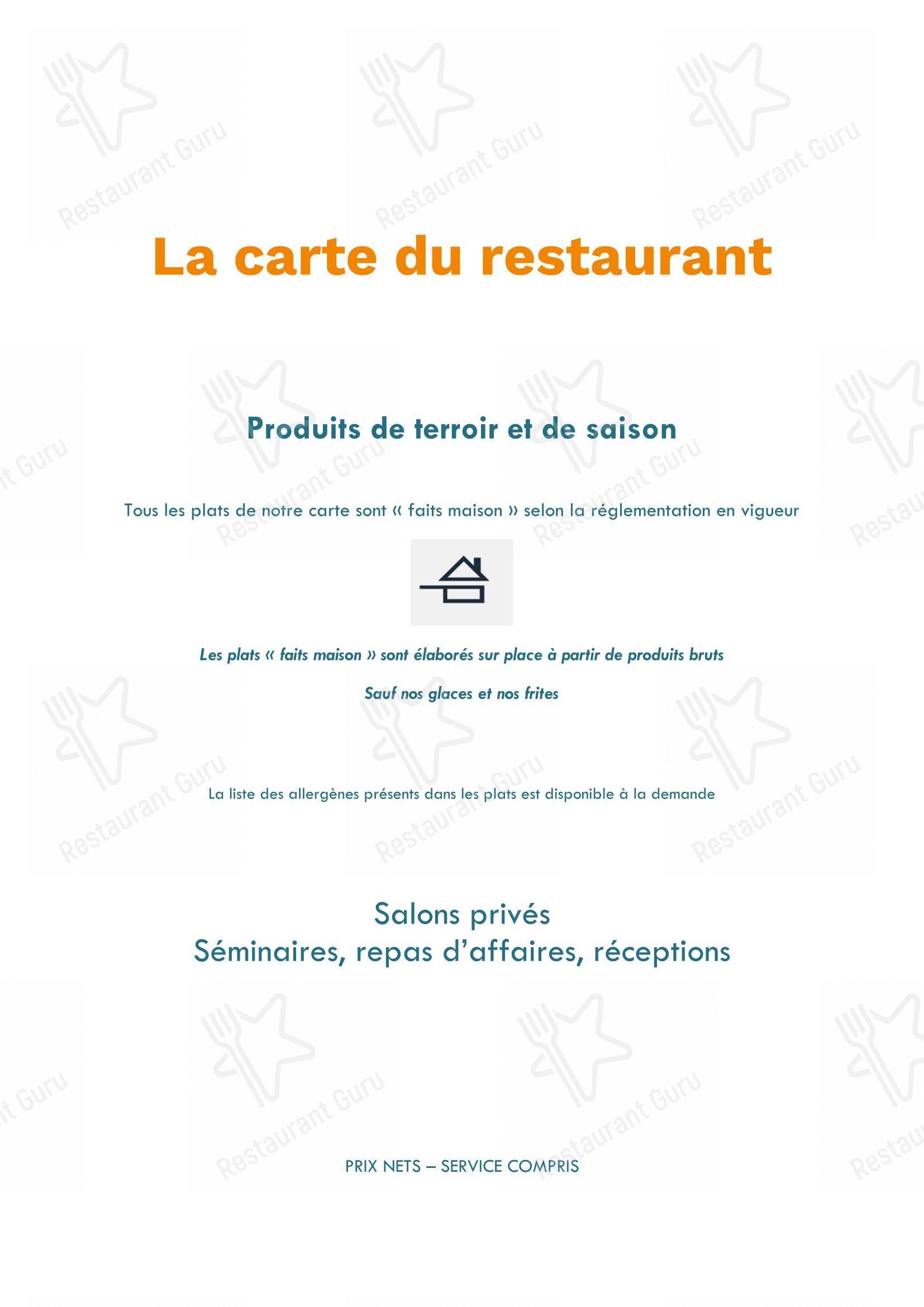 Menu pour Logis hotel Noemys Gradignan - restaurant Le Chalet Lyrique - Menu