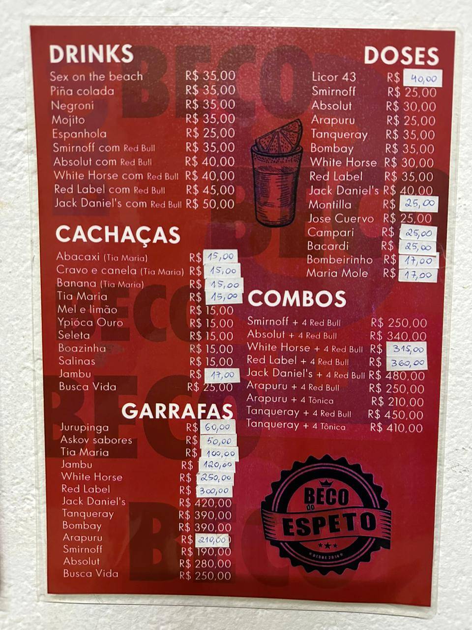 Beco Do Espeto cardápio