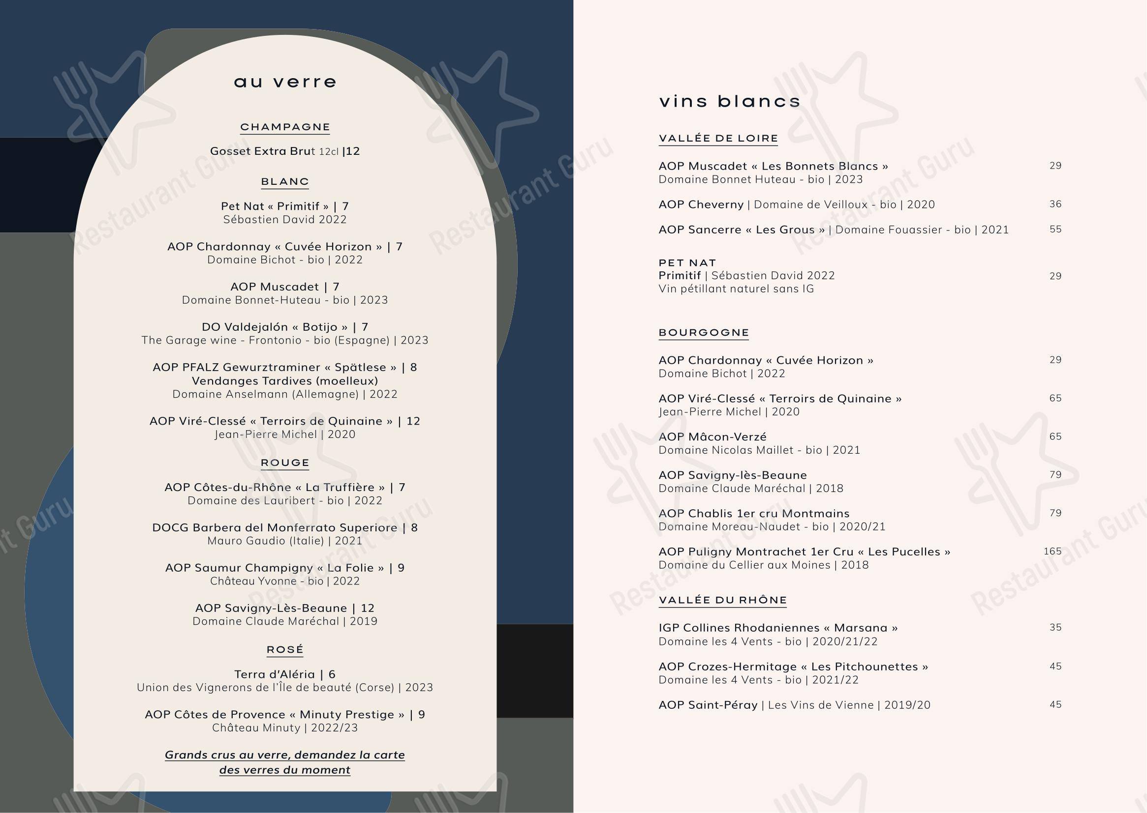 Menu pour Cobalt dans Chartres