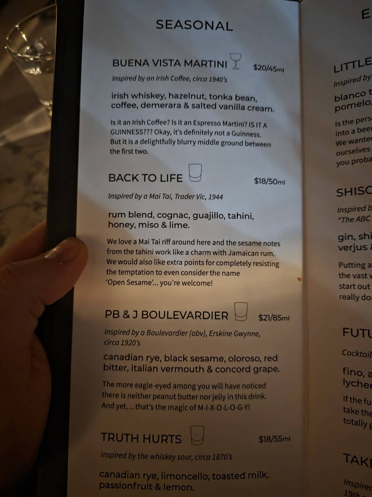 Menu de Cocktail Bar