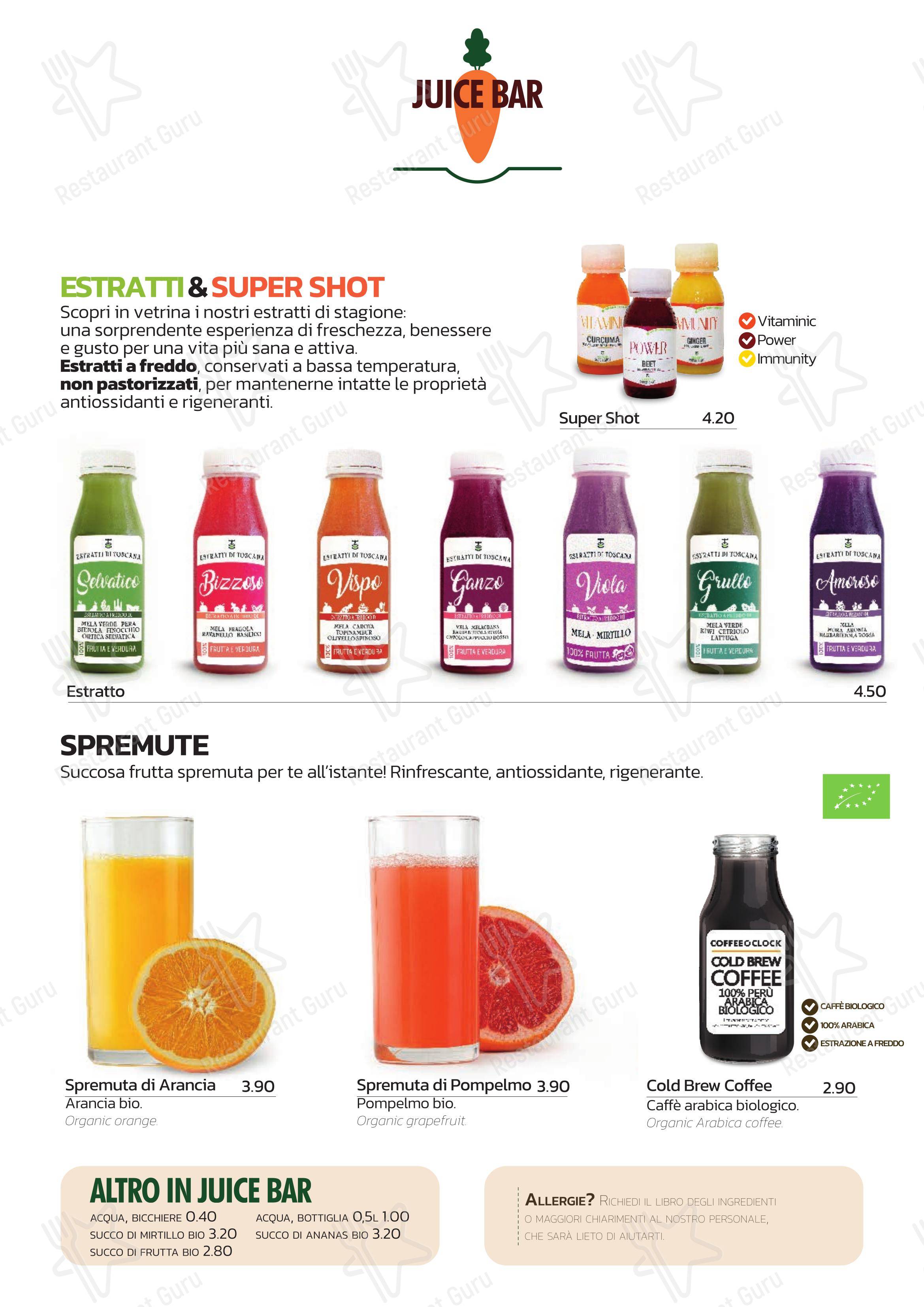 Coffee O' Clock in Arezzo - Menu bar