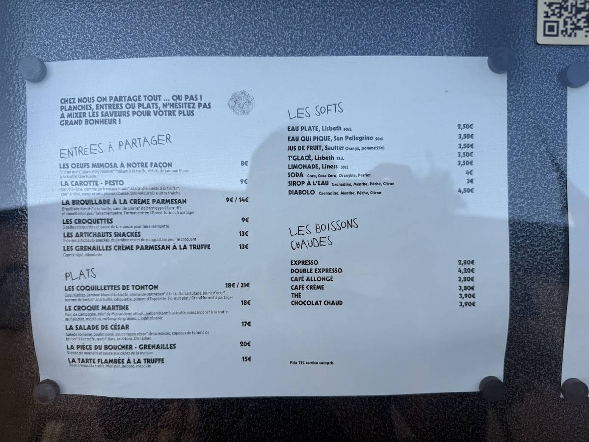 Menu de Balme - Restaurant truffe Colmar