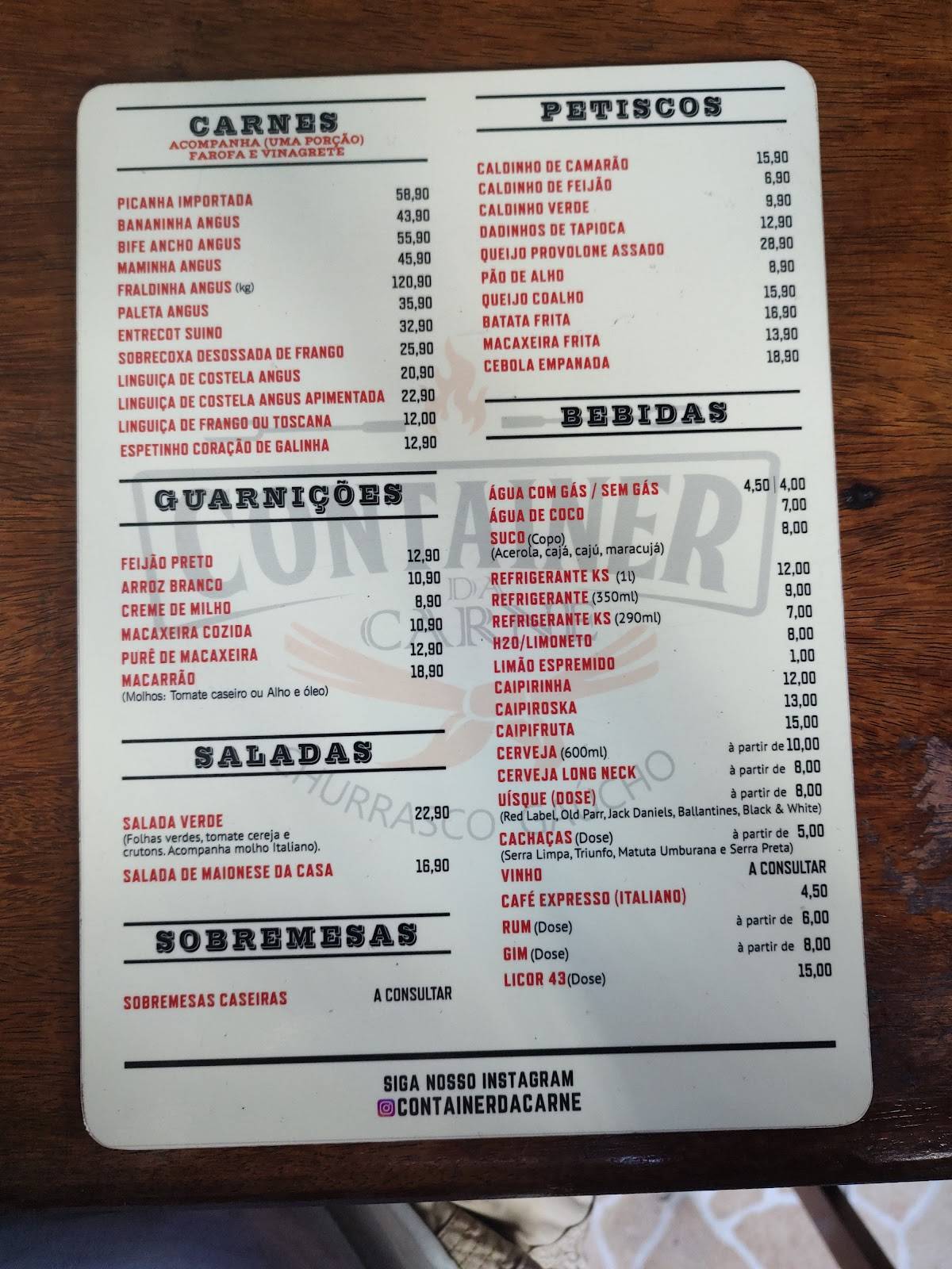 Container da Carne - Churrasco Gaúcho cardápio