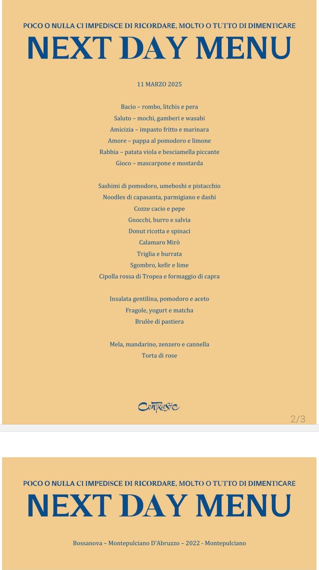 Menu di Contraste Ristorante 