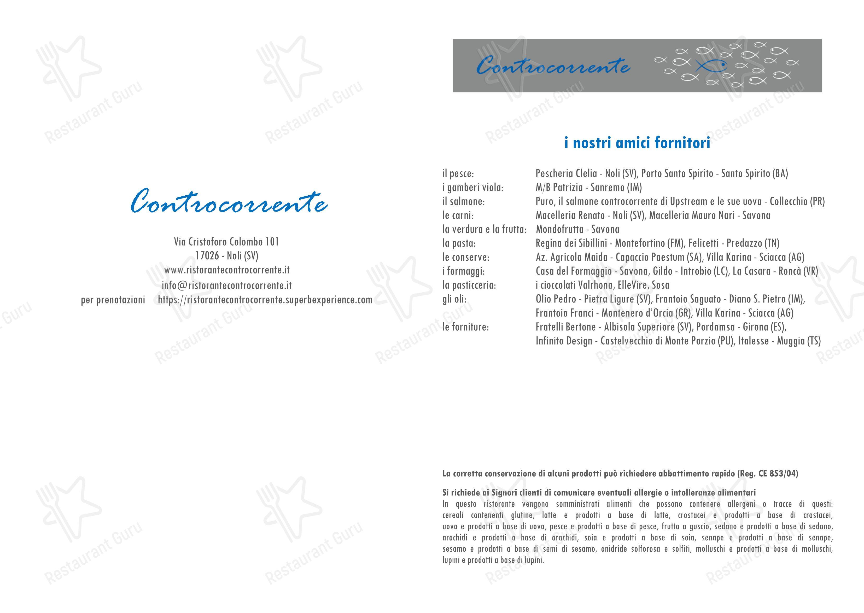 Menu di Controcorrente - Menu