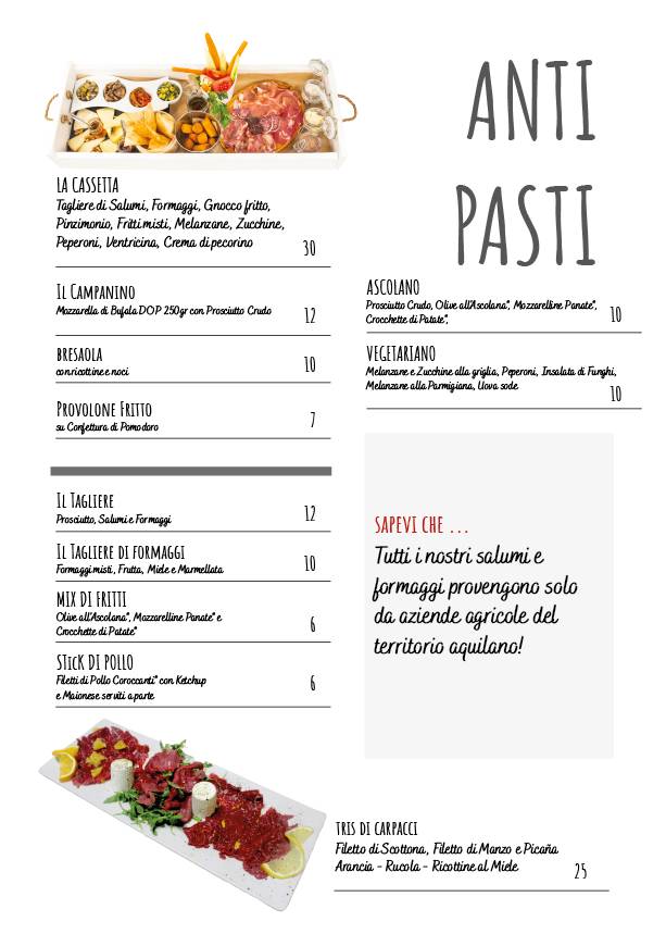 Menu di Ristorante Spapizar 