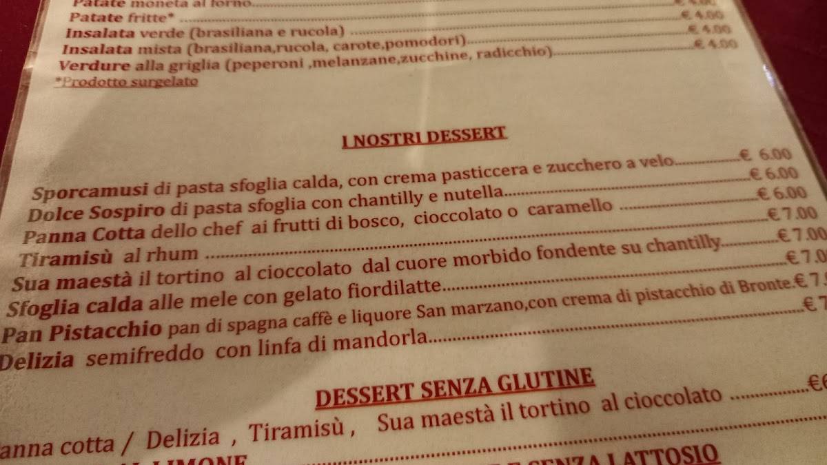 Menu di Corte del Fuoco 