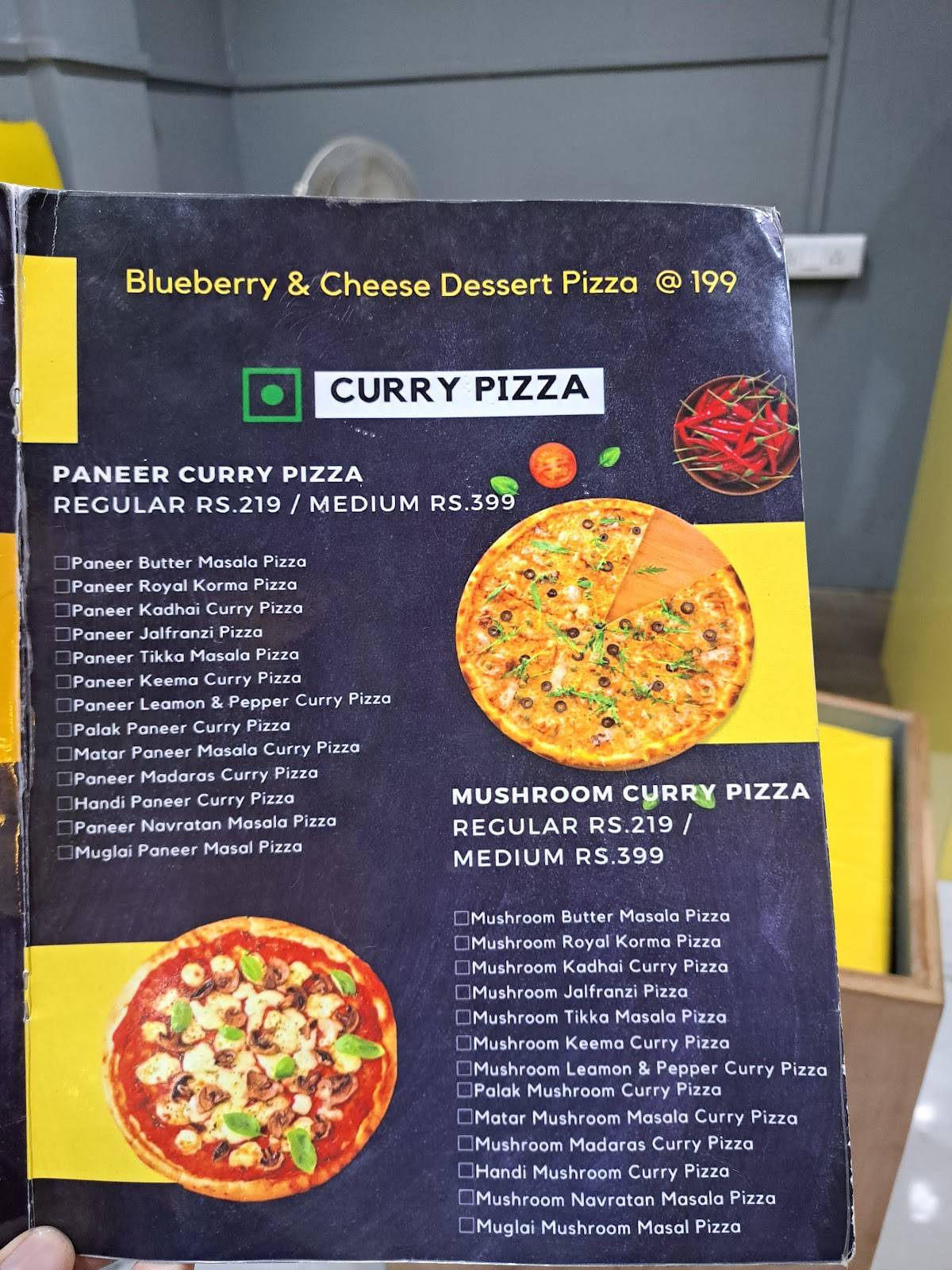 Crafted Curry Pizza menu