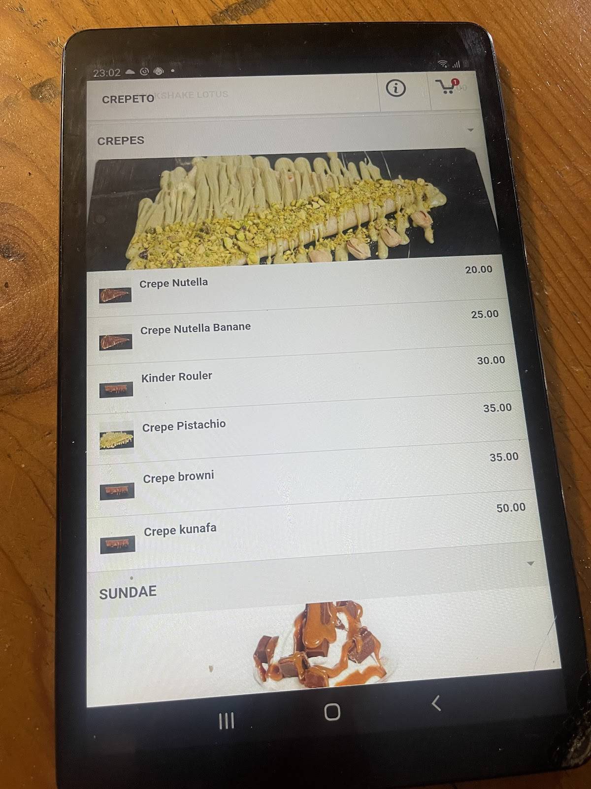 Menu de Crepeto.ifrane