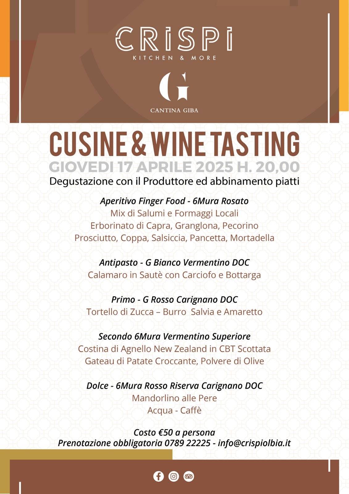 Menu di Crispi Ristorante Pizzeria 