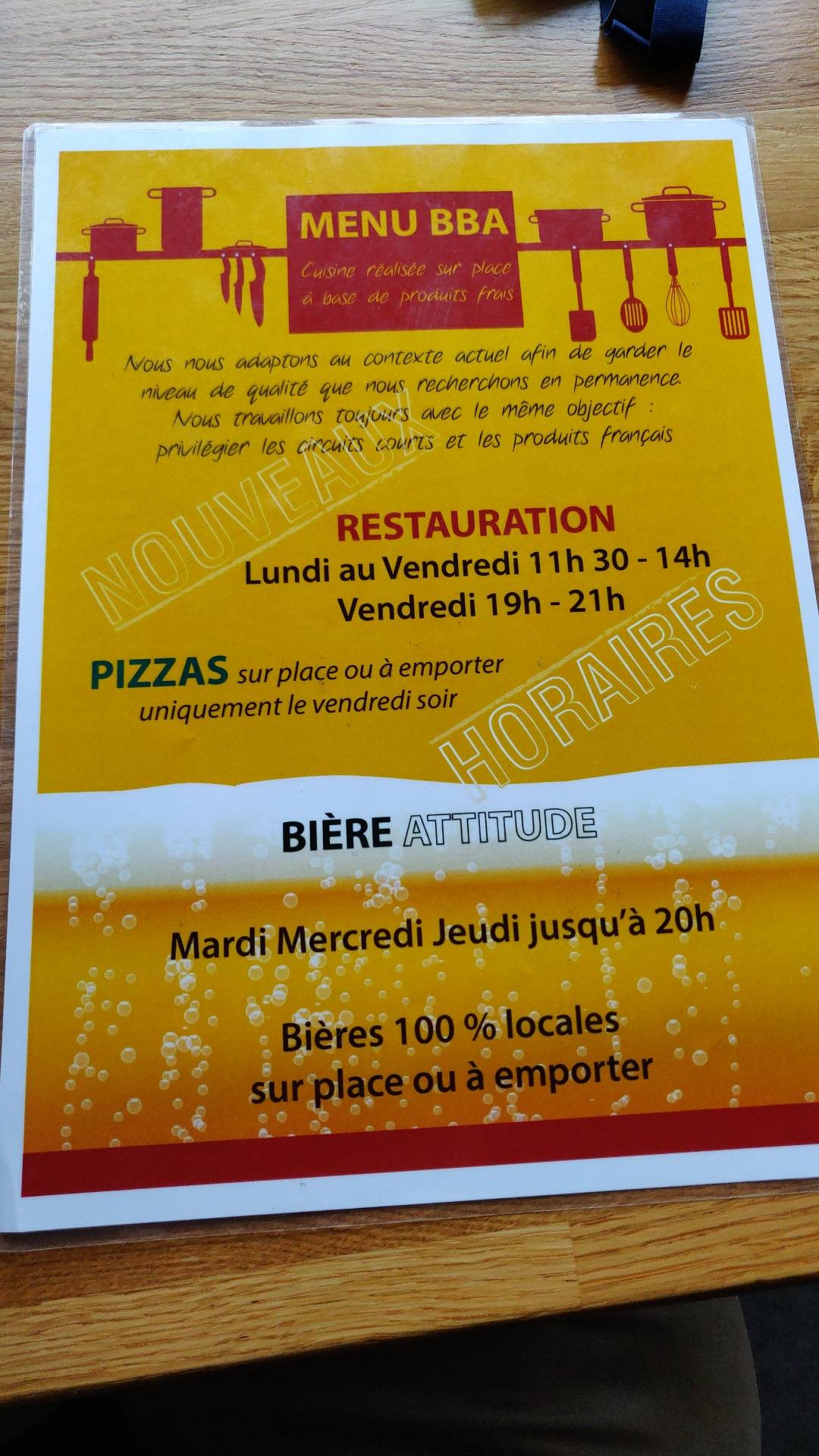 Menu de LE BBA