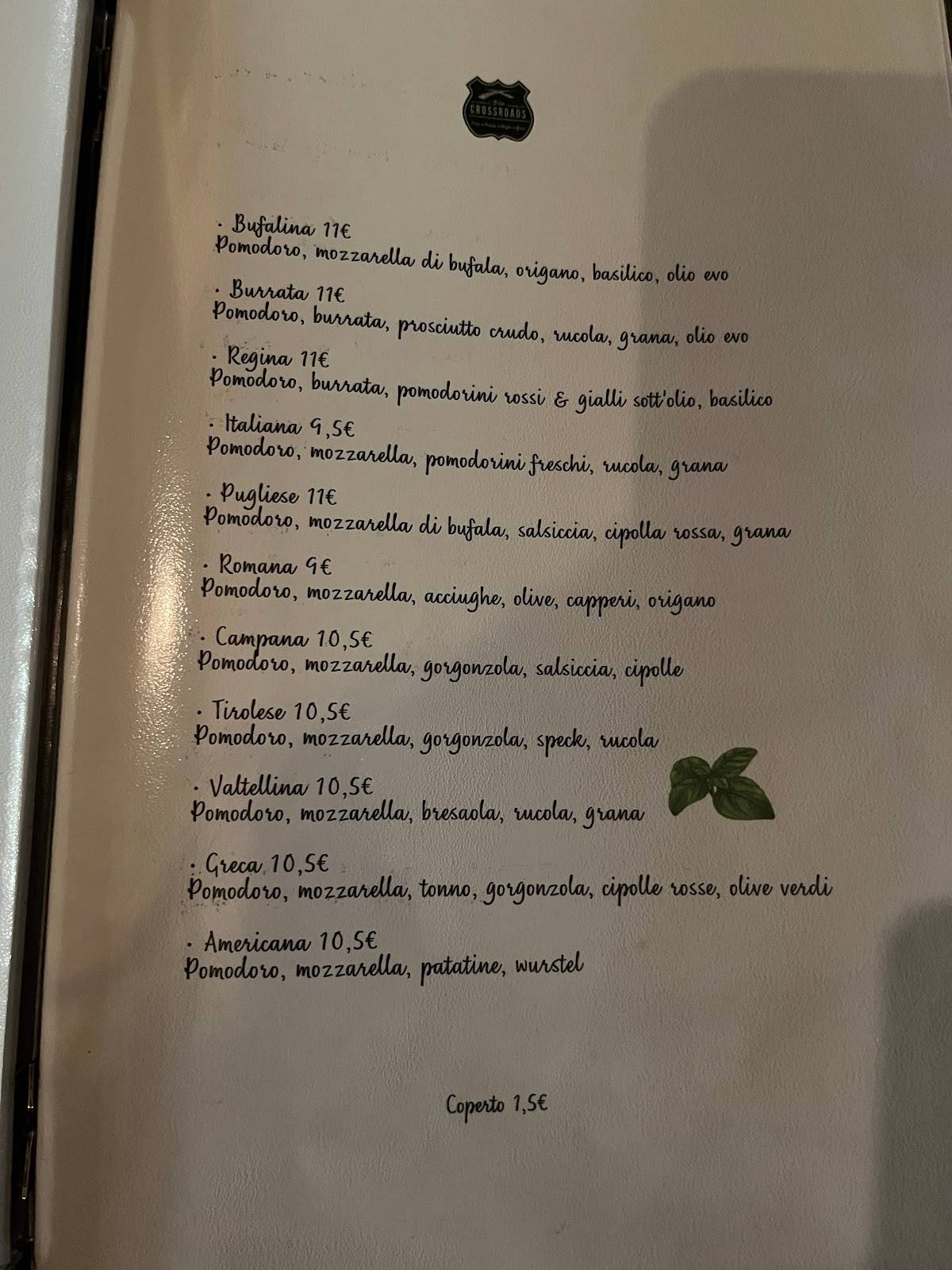Menu di Crossroads Pub