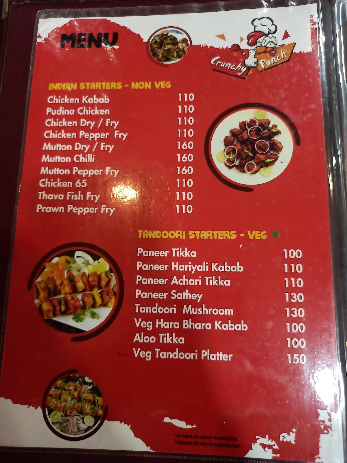 Crunchy Punch menu
