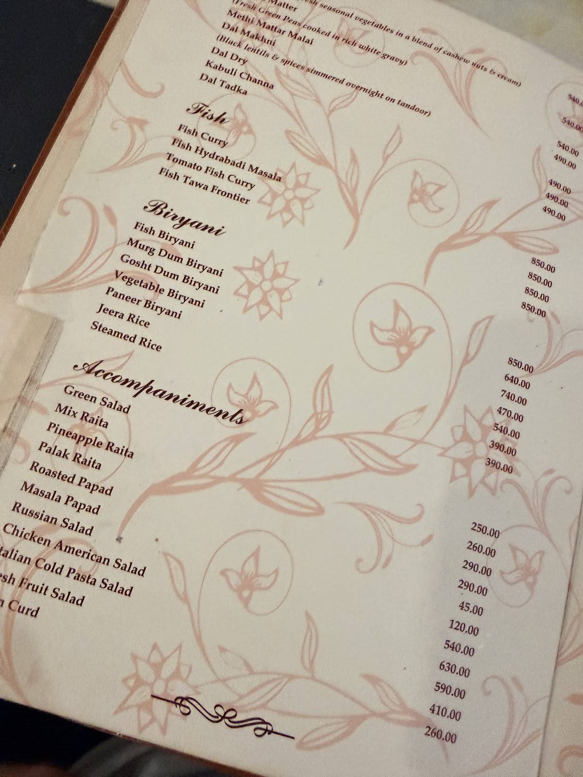 Crystal Restaurant menu